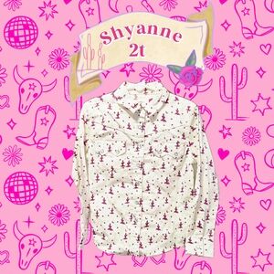 Shyanne Kids' White and Pink Patterned Button Down Shirt